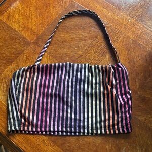 Fashion Nova Black Striped Multicolor Bandeau Top